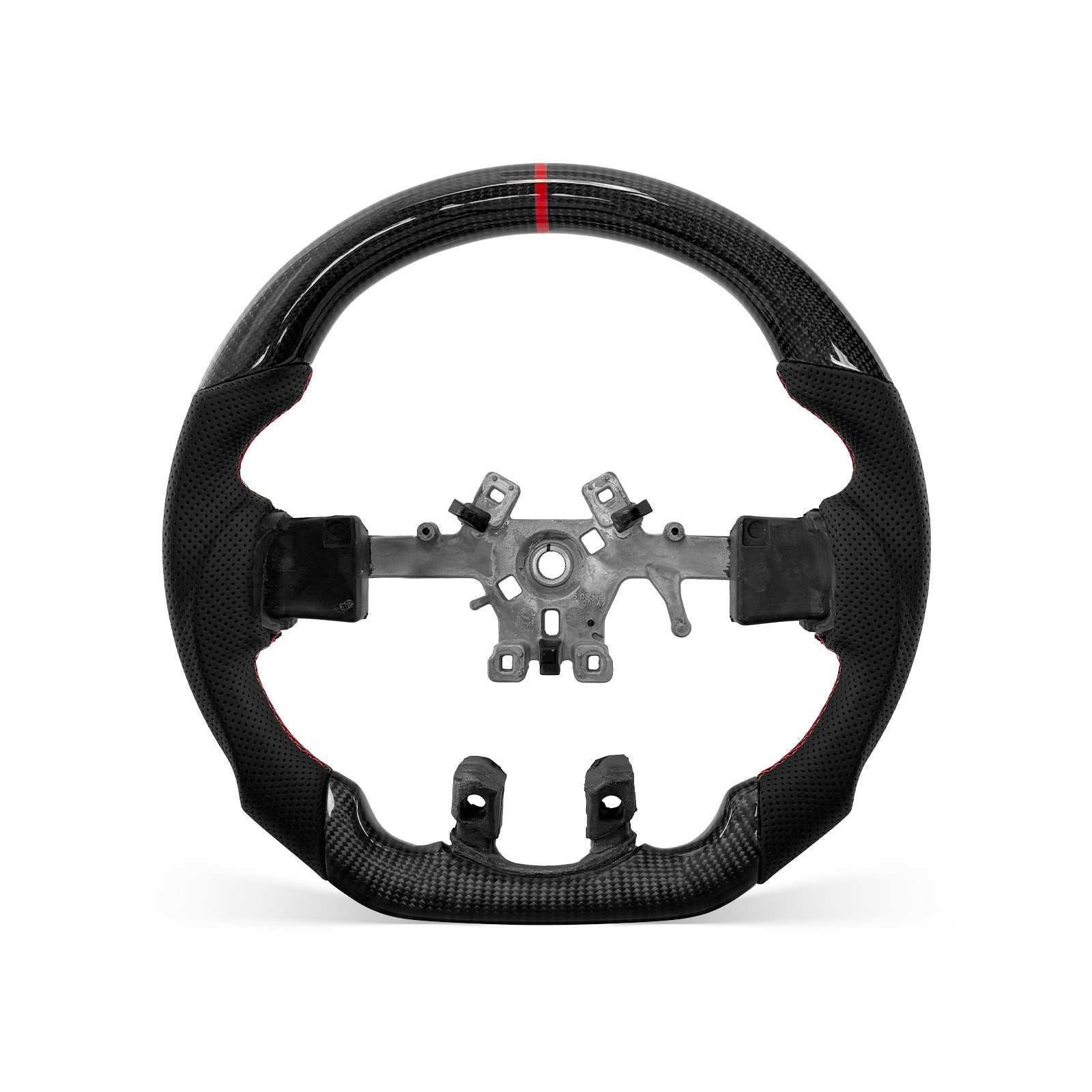 RAM 2009-2018 steering wheel, Style 01 · 3K Gloss Carbon Fiber · Perforated Leather · Universal Paddle Compatibility
