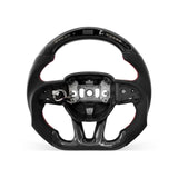 DODGE Challenger 2015-2026 steering wheel, Style 01 · 3K Gloss Carbon Fiber · Perforated Leather · LED · With Paddle Opening