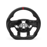 Ford F-150 2015-2020 steering wheel, Style 01 · 3K Gloss Carbon Fiber · Perforated Leather · With Paddle Opening