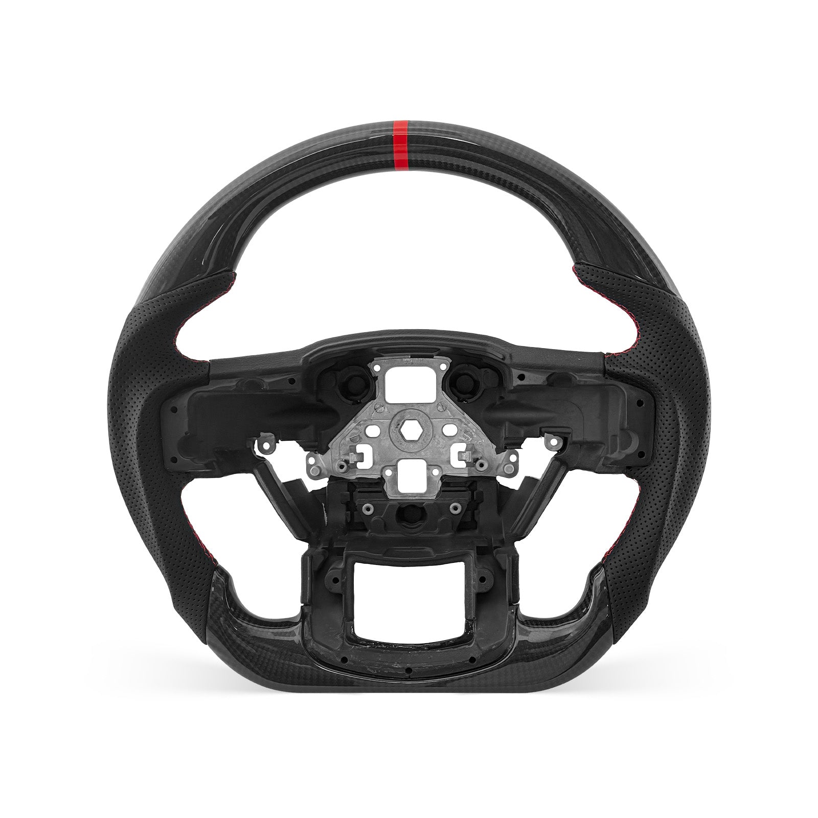 Ford F-150 2015-2020 steering wheel, Style 01 · 3K Gloss Carbon Fiber · Perforated Leather · With Paddle Opening