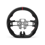 Mustang 2018-2023 steering wheel, Style 02 · 3K Gloss Carbon Fiber · Perforated Leather · Universal Paddle Compatibility