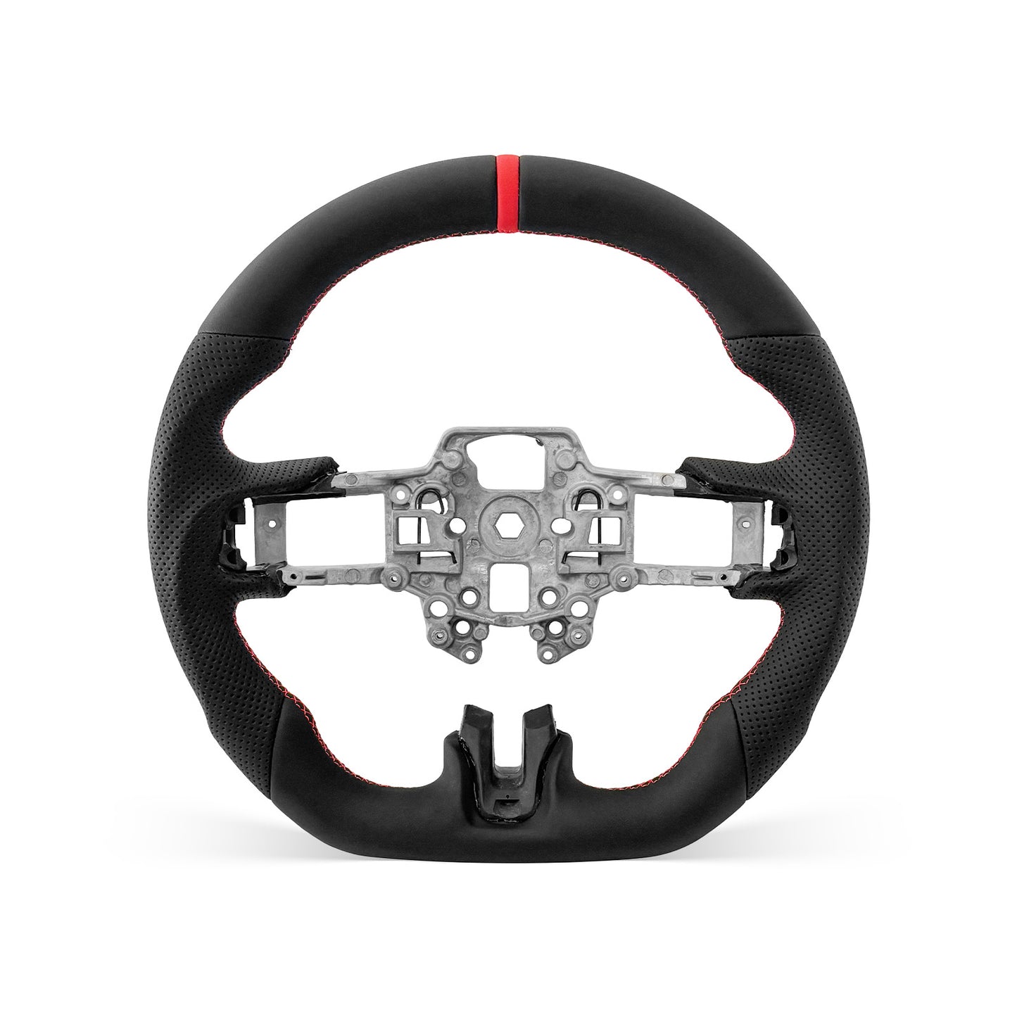 Mustang 2018-2023 steering wheel, Style 03 · Full Leather · Perforated Leather · Universal Paddle Compatibility