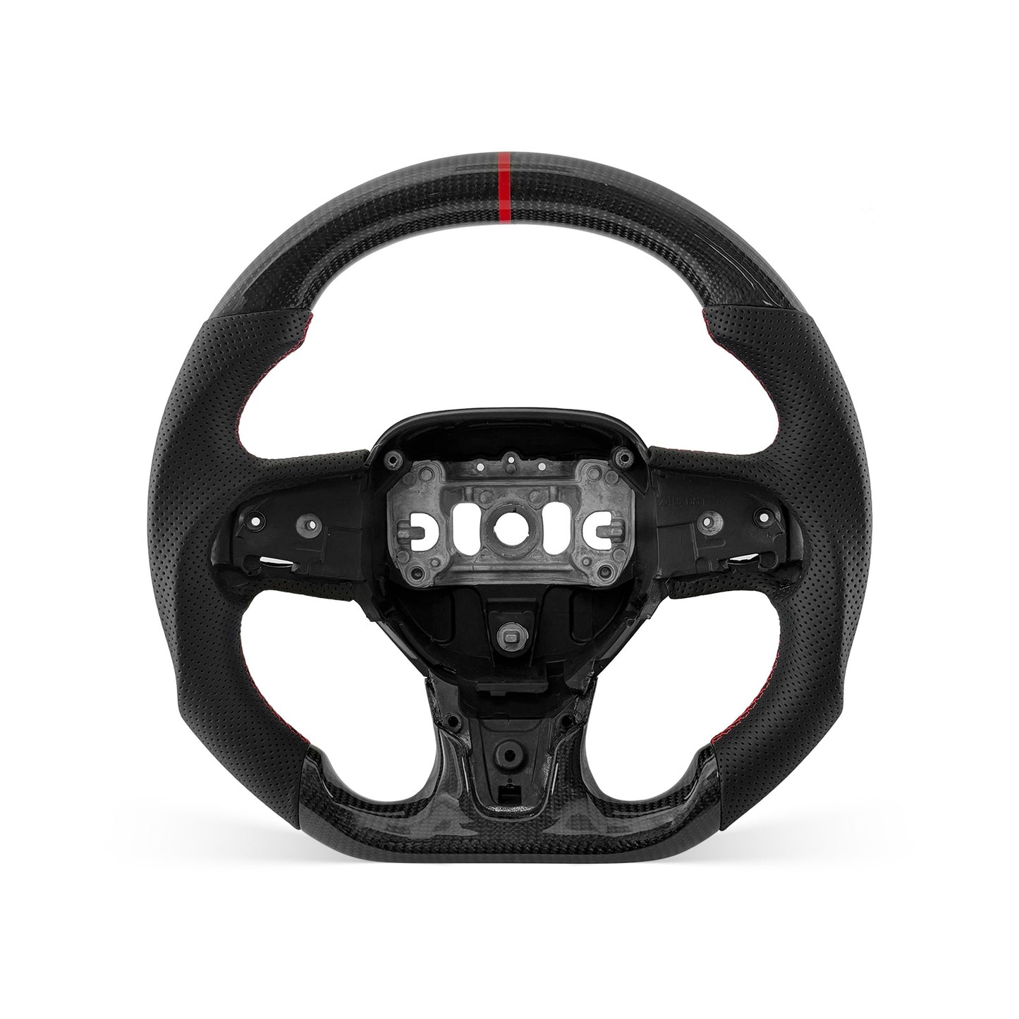 Chrysler 300C 2015-2023 steering wheel, Style 02 · 3K Gloss Carbon Fiber · Perforated Leather · With Paddle Opening