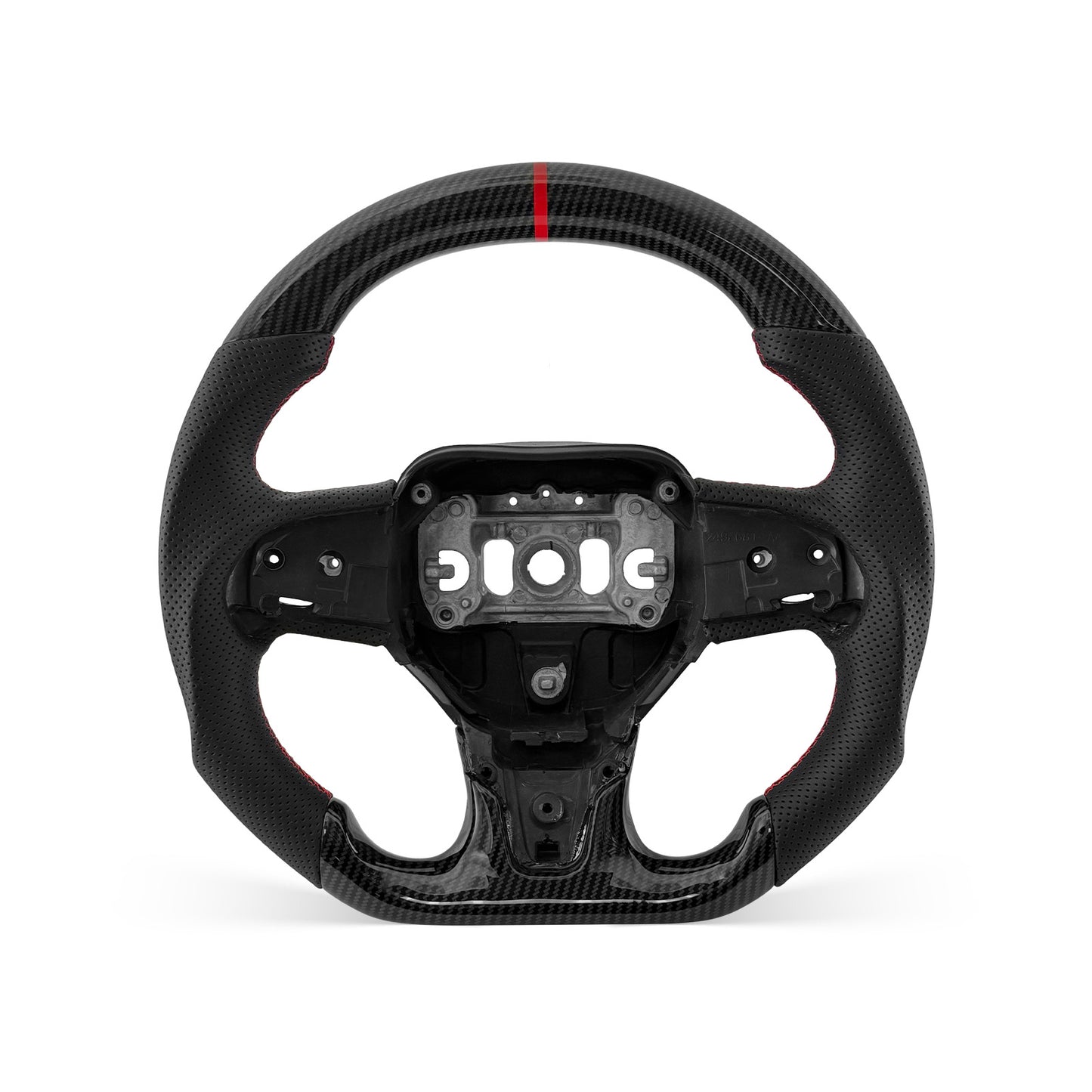 Chrysler 300C 2015-2023 steering wheel, Style 03 · HYDRO-DIP · Perforated Leather · With Paddle Opening
