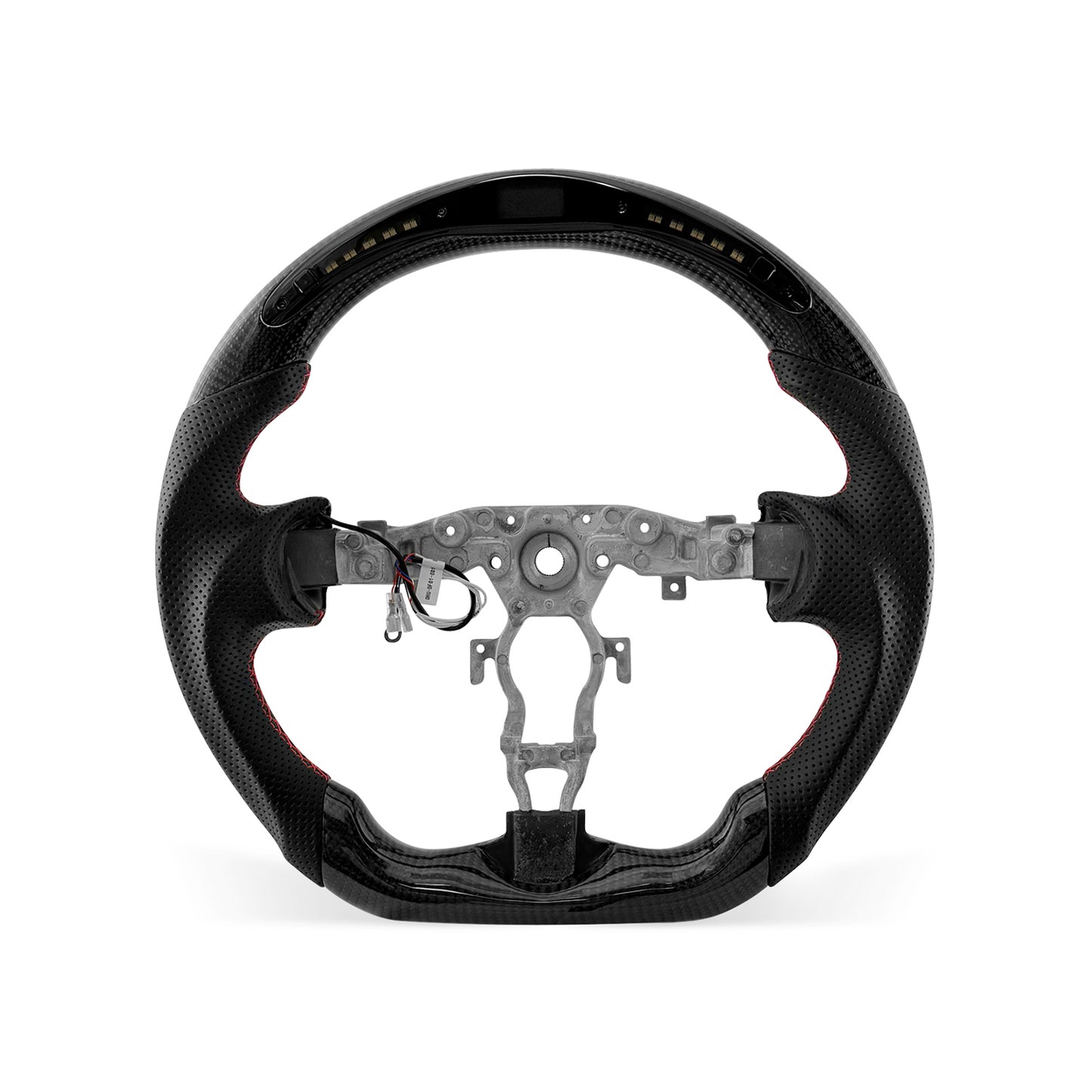 Nissan 370Z 2009-2020 steering wheel, Style 01 · 3K Gloss Carbon Fiber · Perforated Leather · LED · Universal Paddle Compatibility