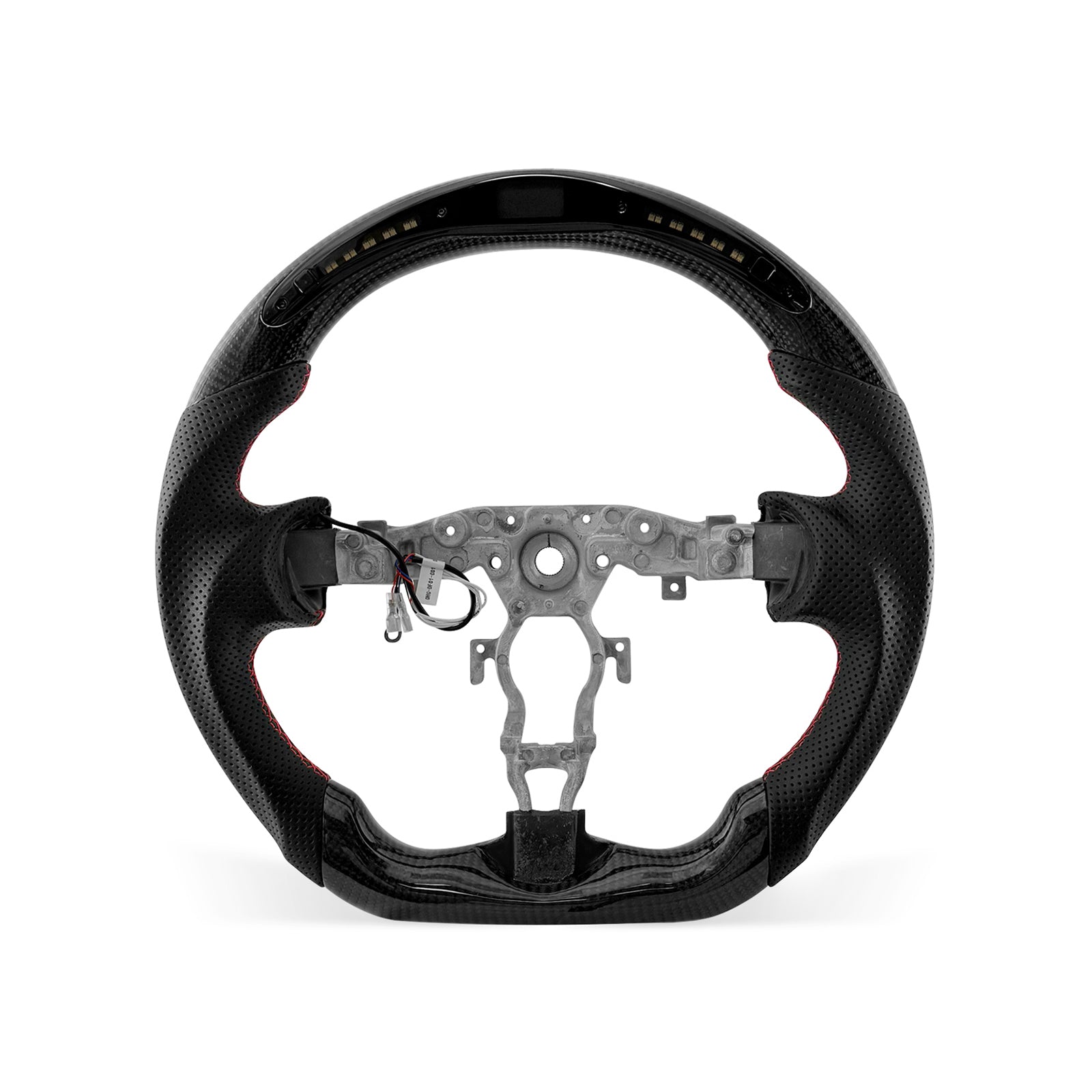 Nissan 370Z 2009-2020 steering wheel, Style 01 · 3K Gloss Carbon Fiber · Perforated Leather · LED · Universal Paddle Compatibility