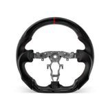 Nissan 370Z 2009-2020 steering wheel, Style 02 · 3K Gloss Carbon Fiber · Perforated Leather · Universal Paddle Compatibility
