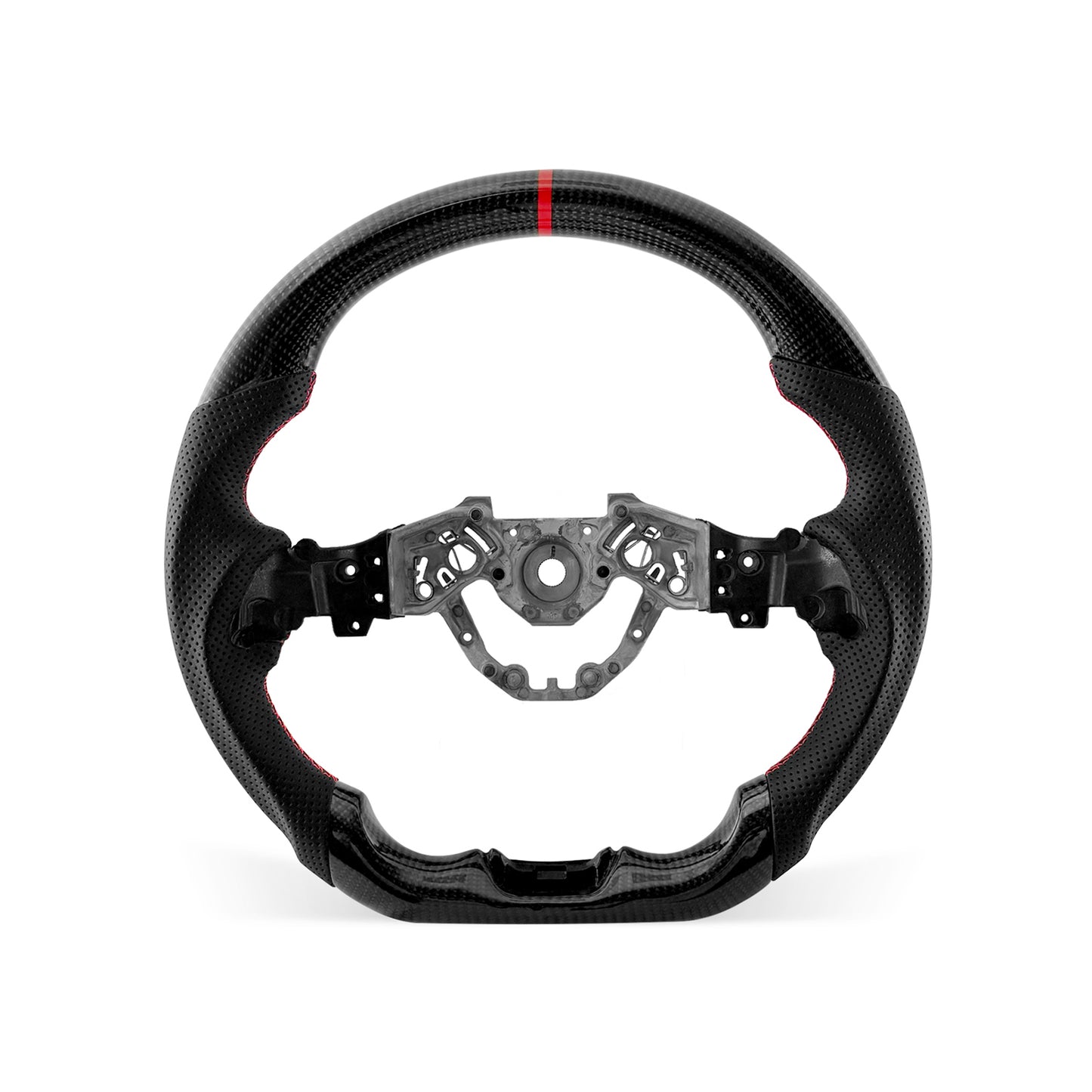 Nissan 400Z 2023-2026 steering wheel, Style 02 · 3K Gloss Carbon Fiber · Perforated Leather · Universal Paddle Compatibility