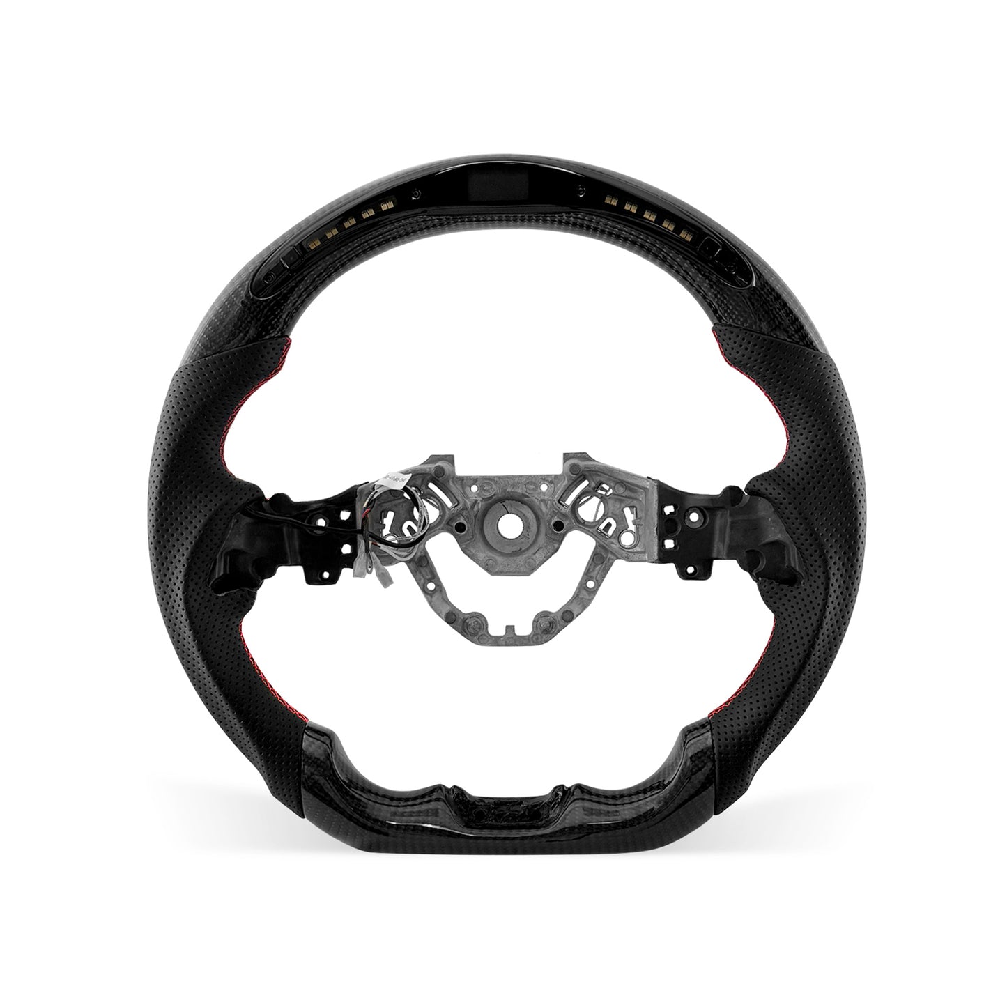 Nissan 400Z 2023-2026 steering wheel, Style 03 · 3K Gloss Carbon Fiber · Perforated Leather · LED · Universal Paddle Compatibility
