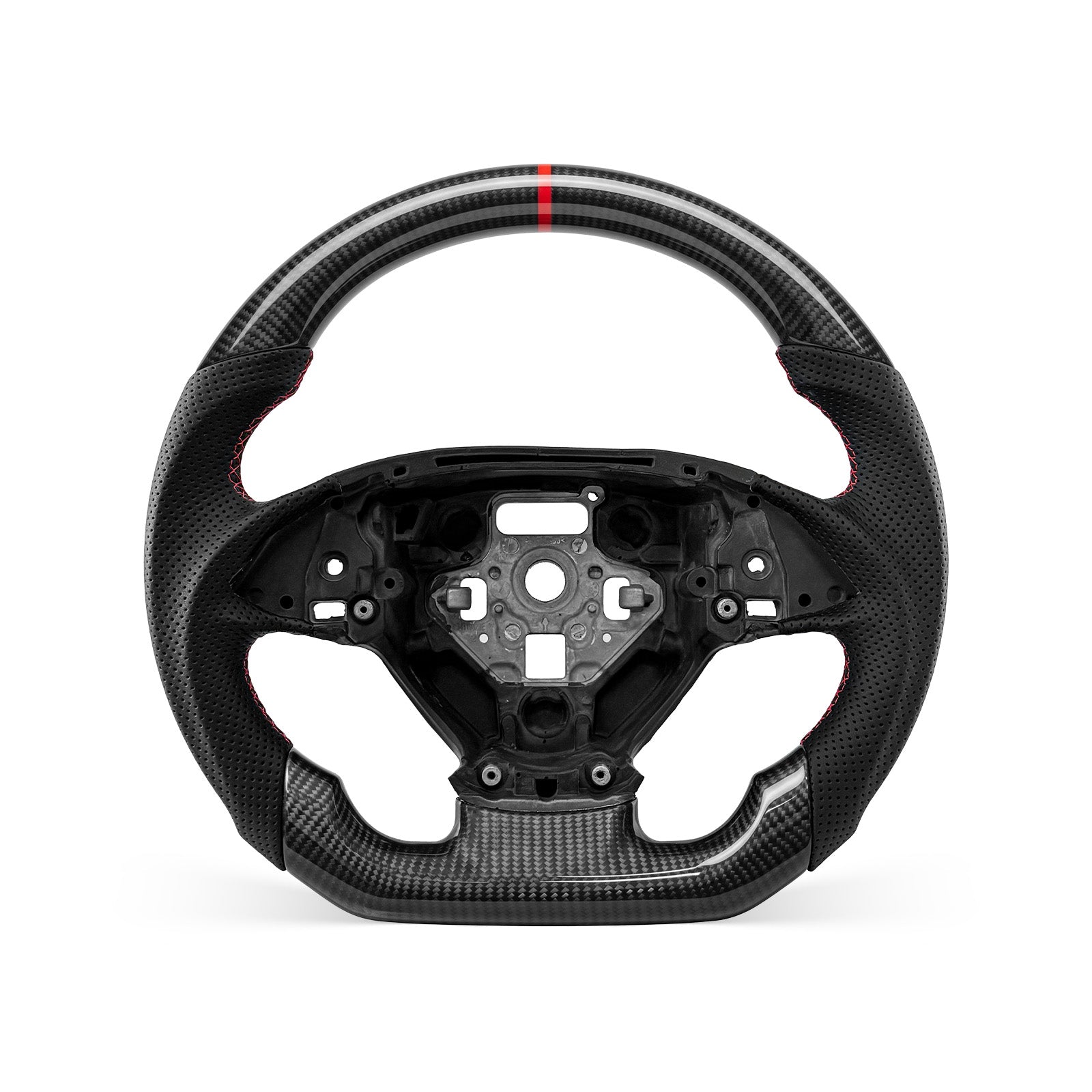 Corvette C7 2014-2019 steering wheel, Style 01 · 3K Gloss Carbon Fiber · Perforated Leather · With Paddle Opening