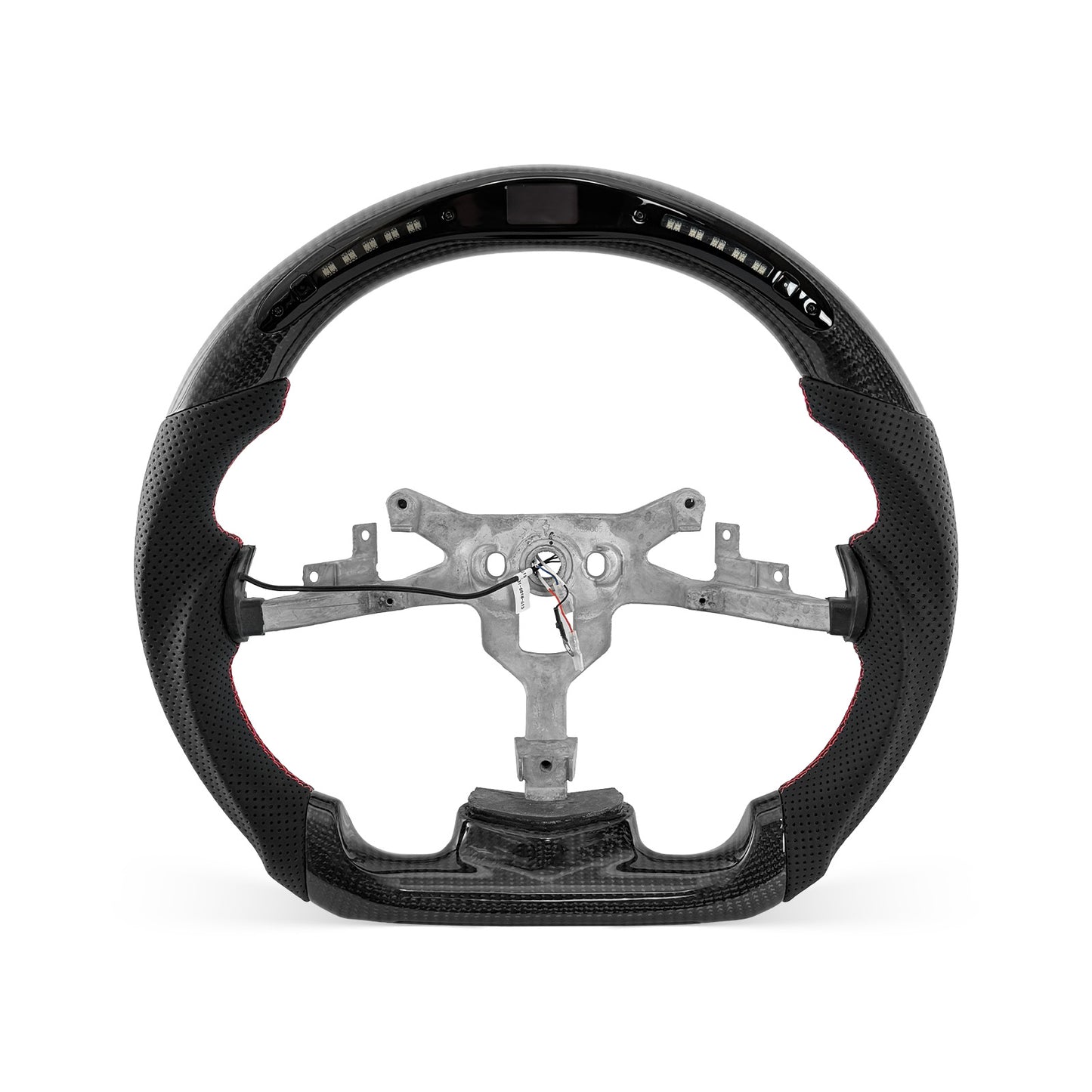 Corvette C6 2005-2013 steering wheel, Style 01 · 3K Gloss Carbon Fiber · Perforated Leather · LED · Universal Paddle Compatibility