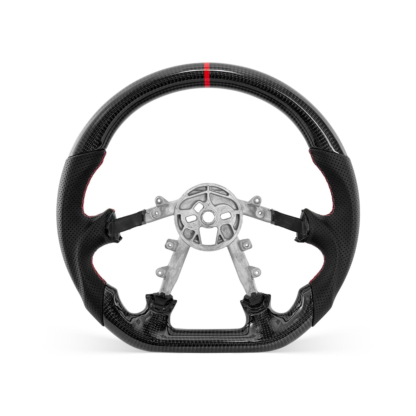 Corvette C5 1997-2004 steering wheel, Style 01 · 3K Gloss Carbon Fiber · Perforated Leather · Universal Paddle Compatibility