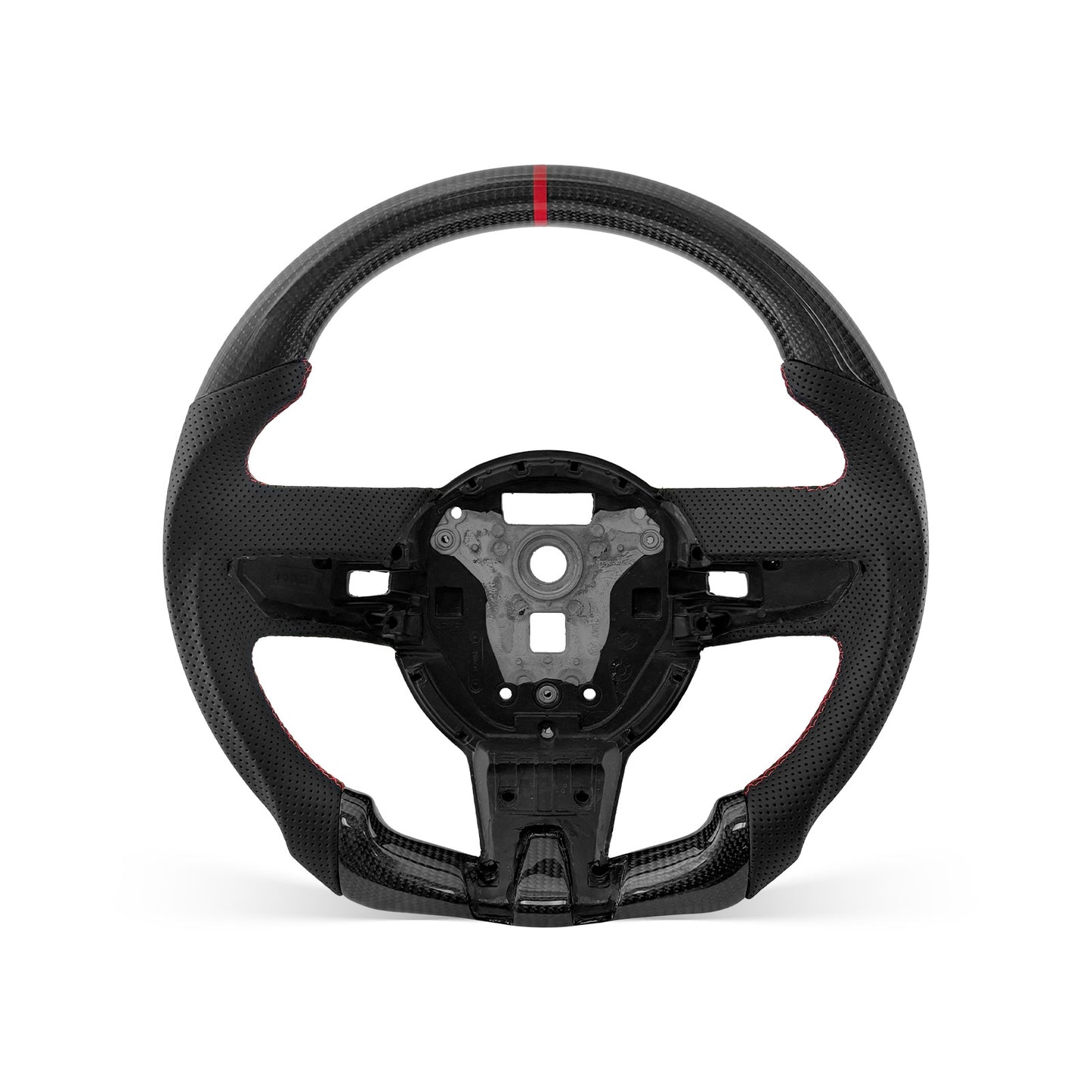CHEVROLET Camaro 2010-2013 steering wheel, Style 01 · 3K Gloss Carbon Fiber · Perforated Leather · With Paddle Opening