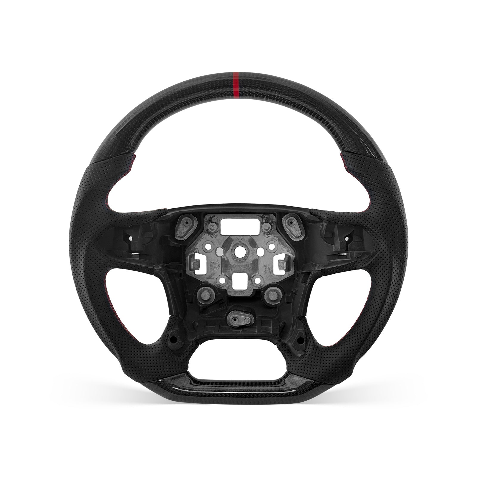 CHEVROLET Silverado 2014-2018 steering wheel, Style 01 · 3K Gloss Carbon Fiber · Perforated Leather · Without Paddle Opening