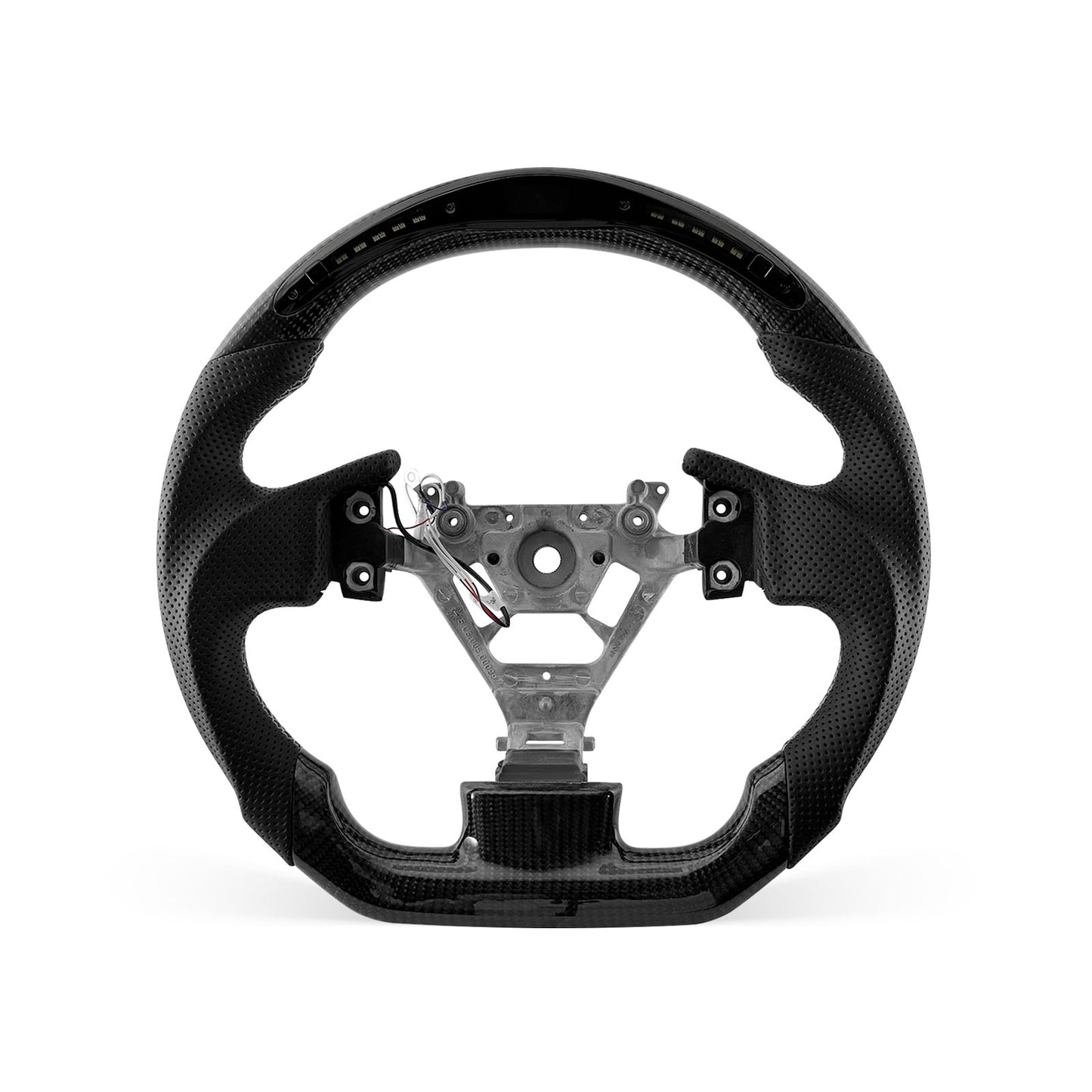 Infiniti G35 2003-2007 steering wheel, Style 01 · 3K Gloss Carbon Fiber · Perforated Leather · LED · Universal Paddle Compatibility