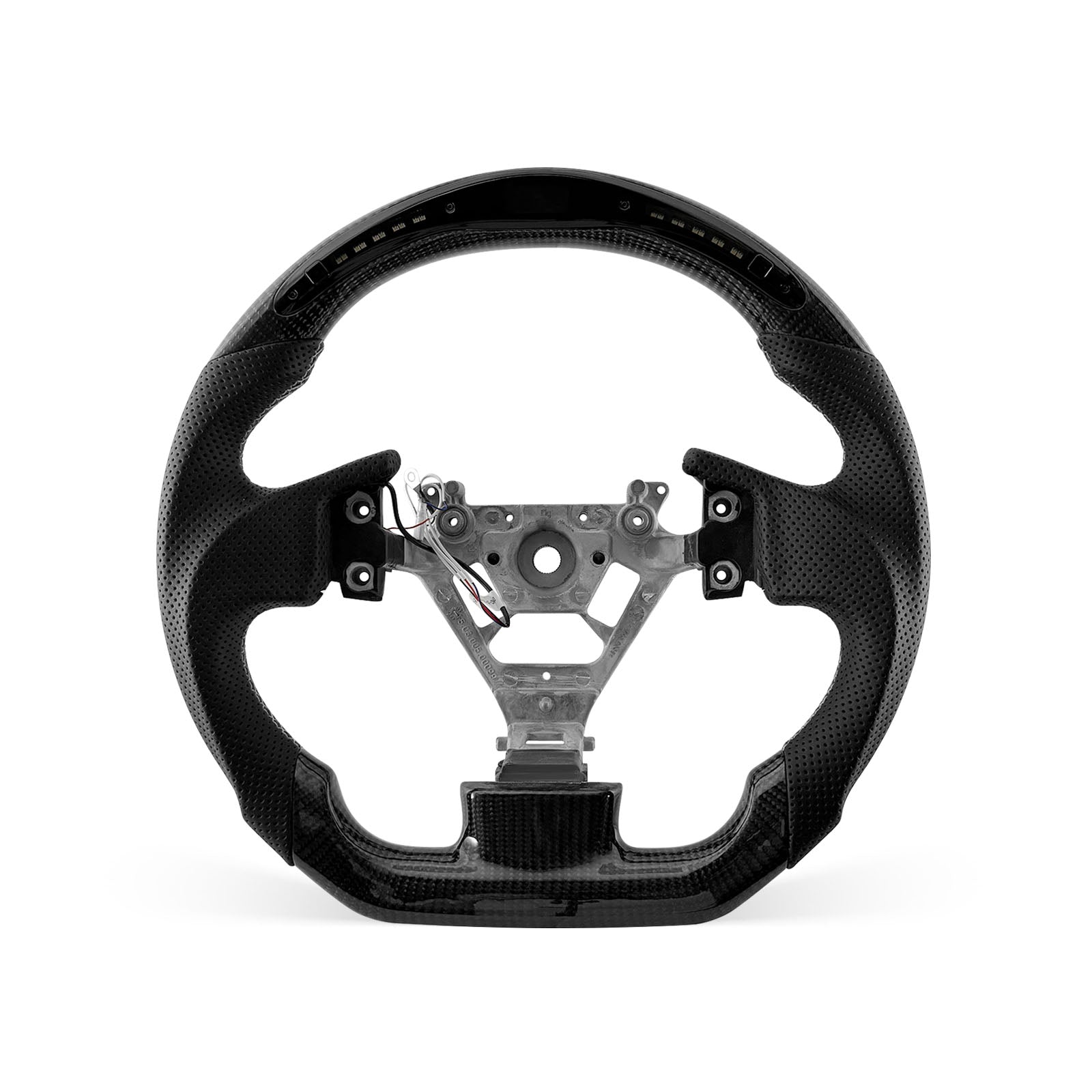 Infiniti G35 2003-2007 steering wheel, Style 01 · 3K Gloss Carbon Fiber · Perforated Leather · LED · Universal Paddle Compatibility