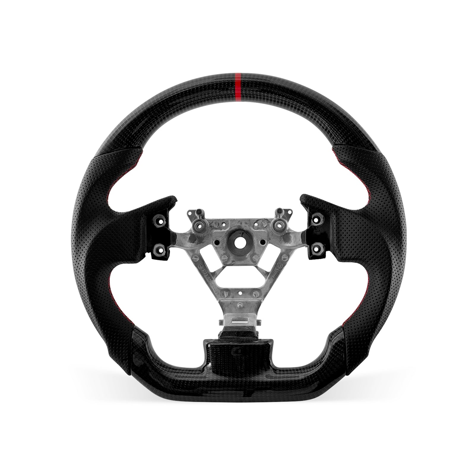 Infiniti G35 2003-2007 steering wheel, Style 02 · 3K Gloss Carbon Fiber · Perforated Leather · Universal Paddle Compatibility