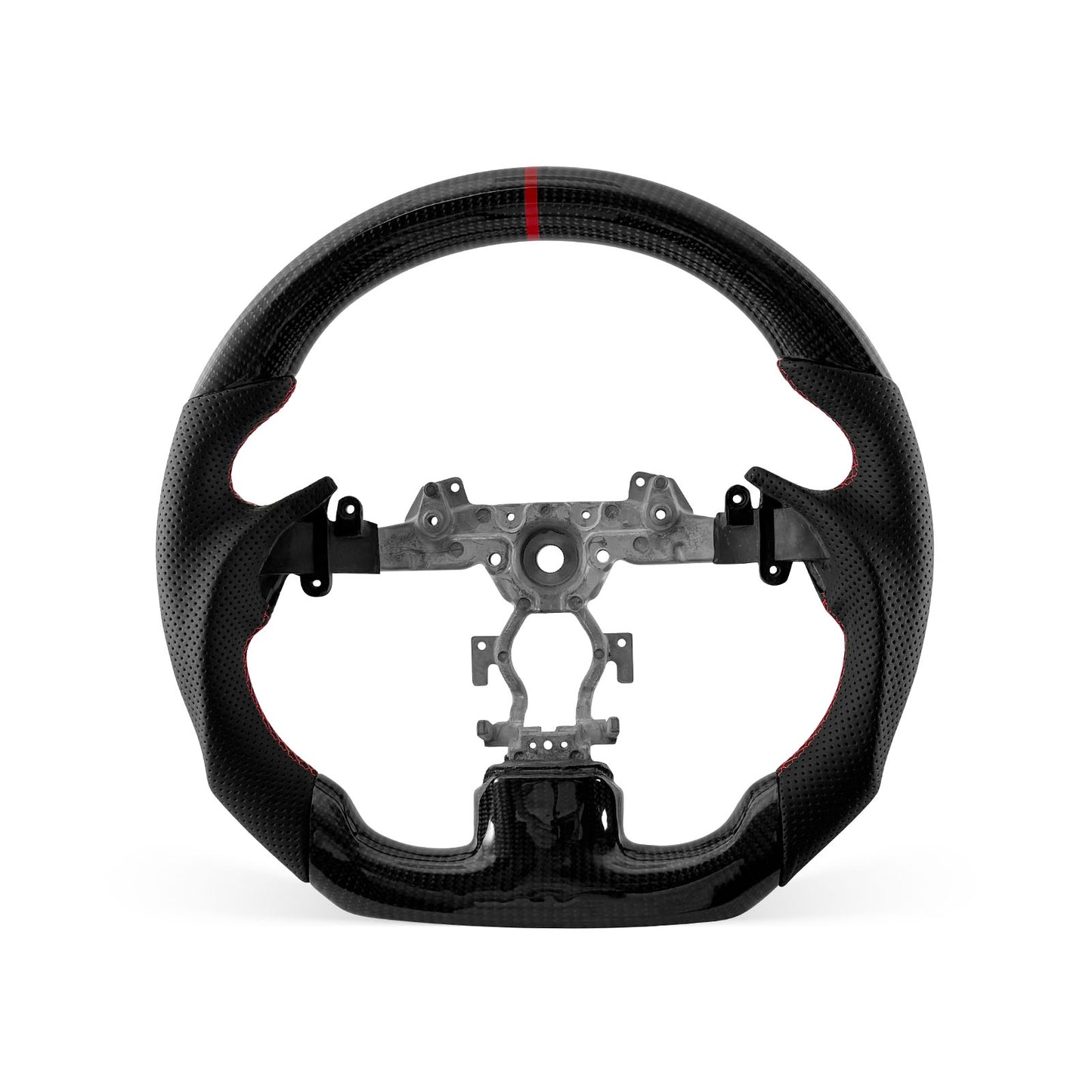 Infiniti G37 2008-2015 steering wheel, Style 01 · 3K Gloss Carbon Fiber · Perforated Leather · Universal Paddle Compatibility