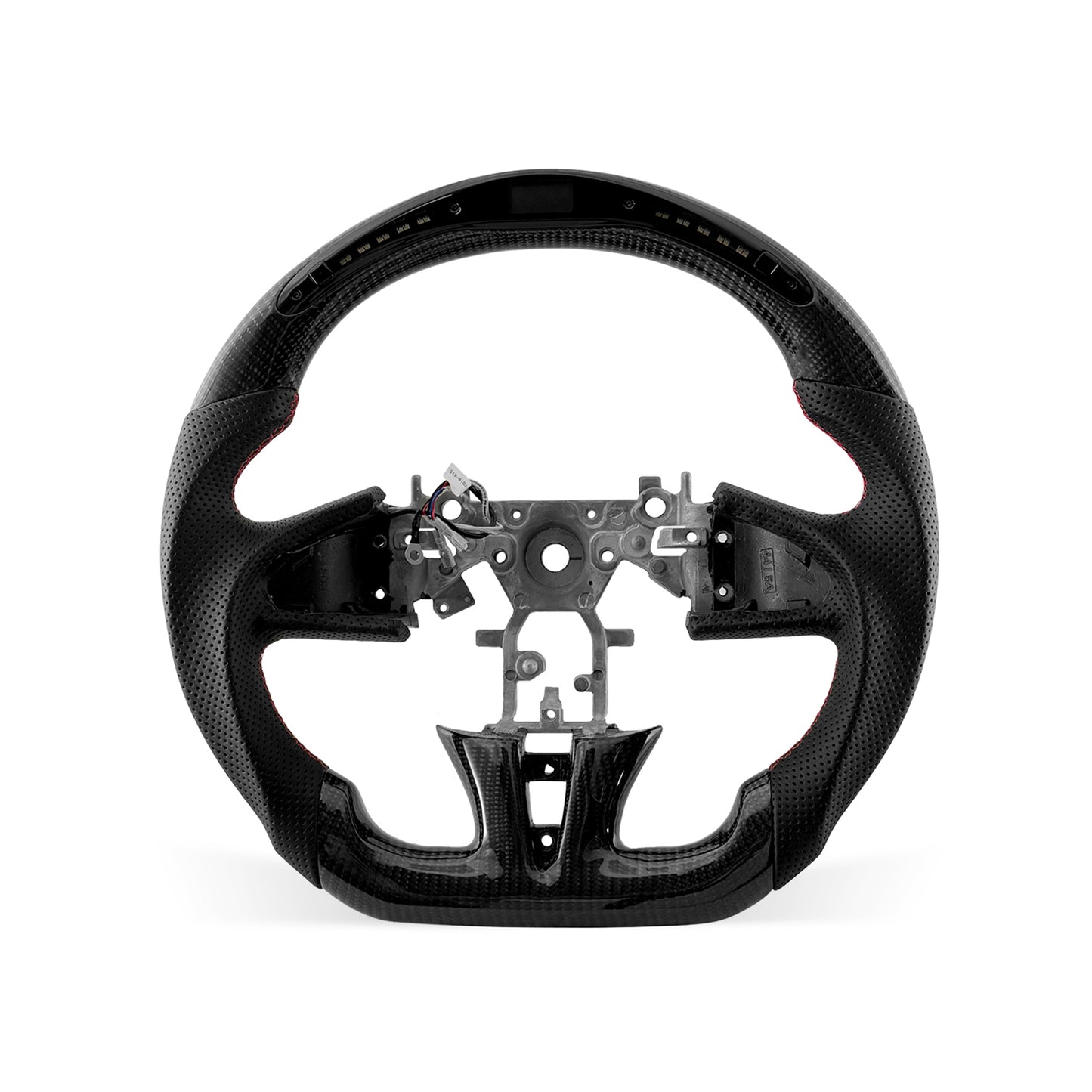 Infiniti Q50 2013-2017 steering wheel, Style 01 · 3K Gloss Carbon Fiber · Perforated Leather · LED · Universal Paddle Compatibility