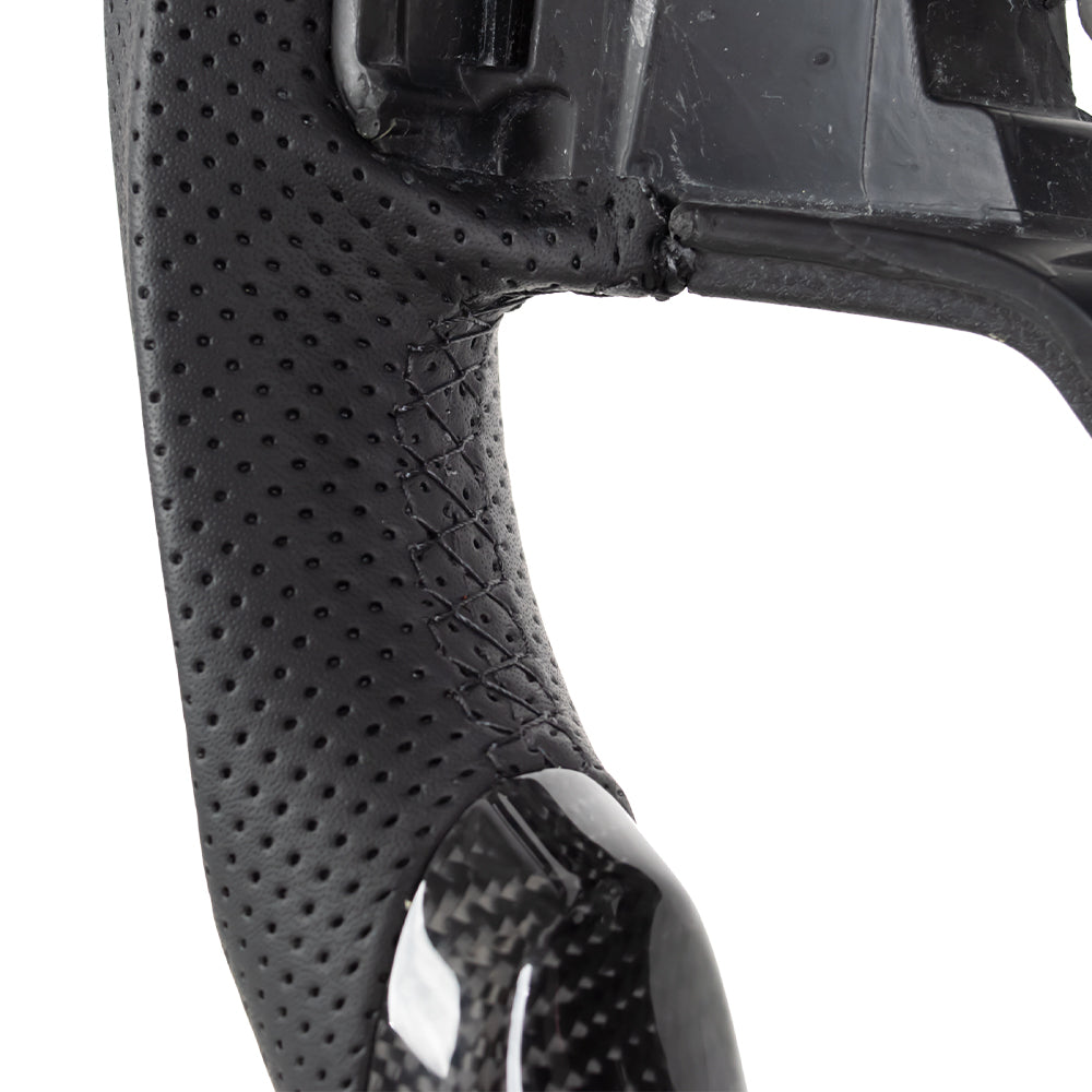 D-CARBON 2021-2024 FORD F150 Raptor III IN GLOSS CARBON FIBER STEERING WHEEL & NAPPA PERFORATED LEATHER GRIP