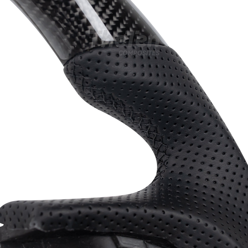 D-CARBON INFINITI Q50 GLOSSY CARBON FIBER BLACK NAPPA LEATHER STEERING WHEEL