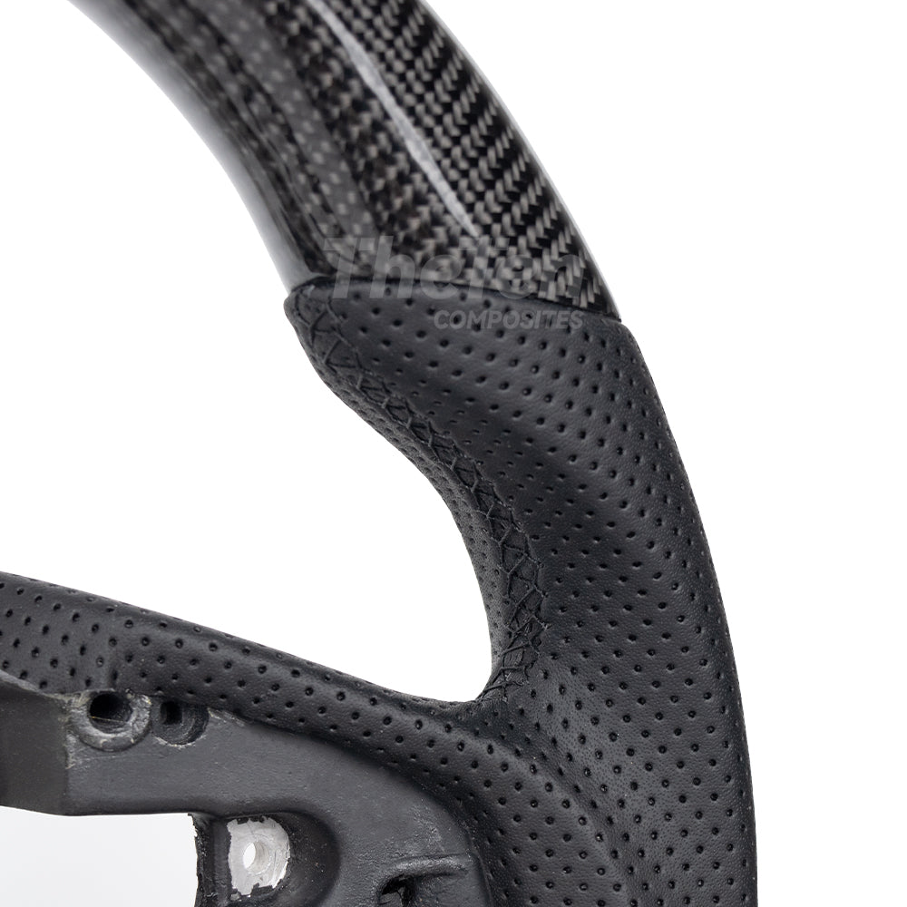 D-CARBON US VERSION HONDA CIVIC GLOSSY CARBON FIBER BLACK NAPPA LEATHER STEERING WHEEL