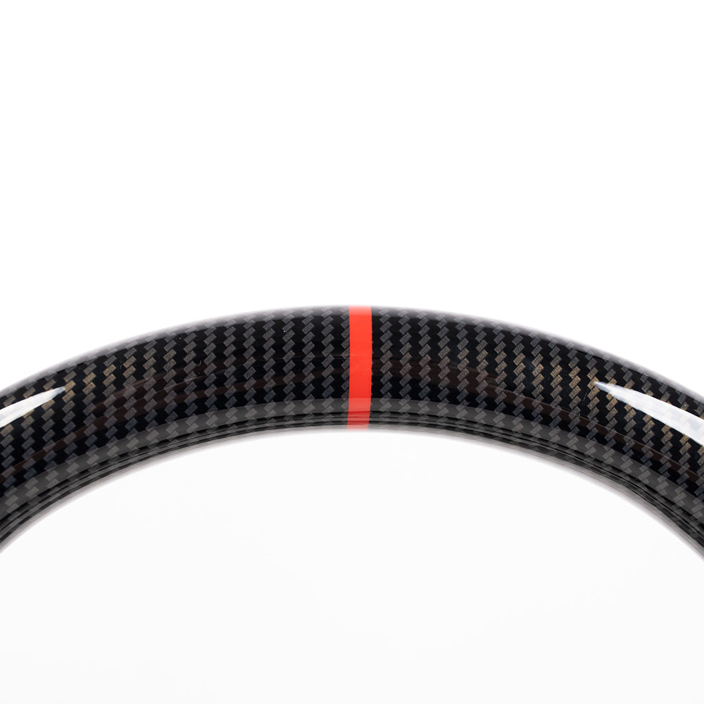D-CARBON 2016+ TOYOTA 86 SUBARU BRZ FLAT BOTTOM STEERING WHEEL IN GLOSS CARBON & NAPPA PERFORATED LEATHER