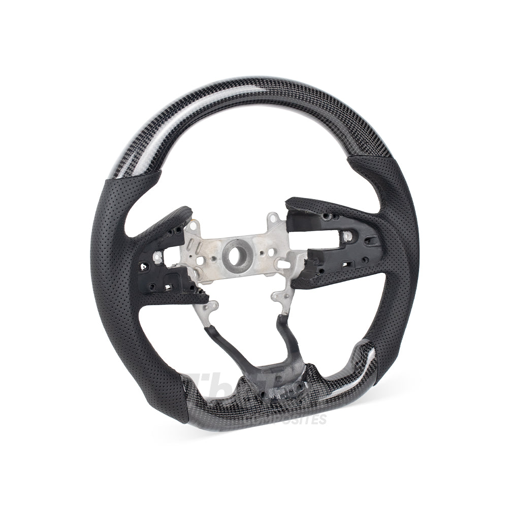 D-CARBON US VERSION HONDA CIVIC GLOSSY CARBON FIBER BLACK NAPPA LEATHER STEERING WHEEL