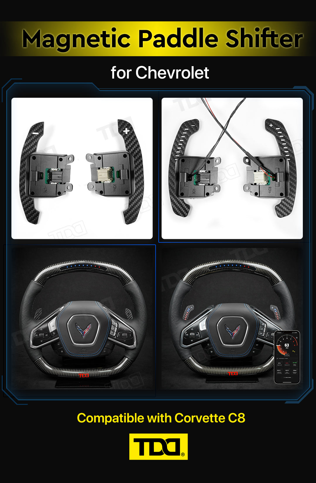 2020+ C8 Corvette Carbon Fiber Magnetic Paddle Shifters