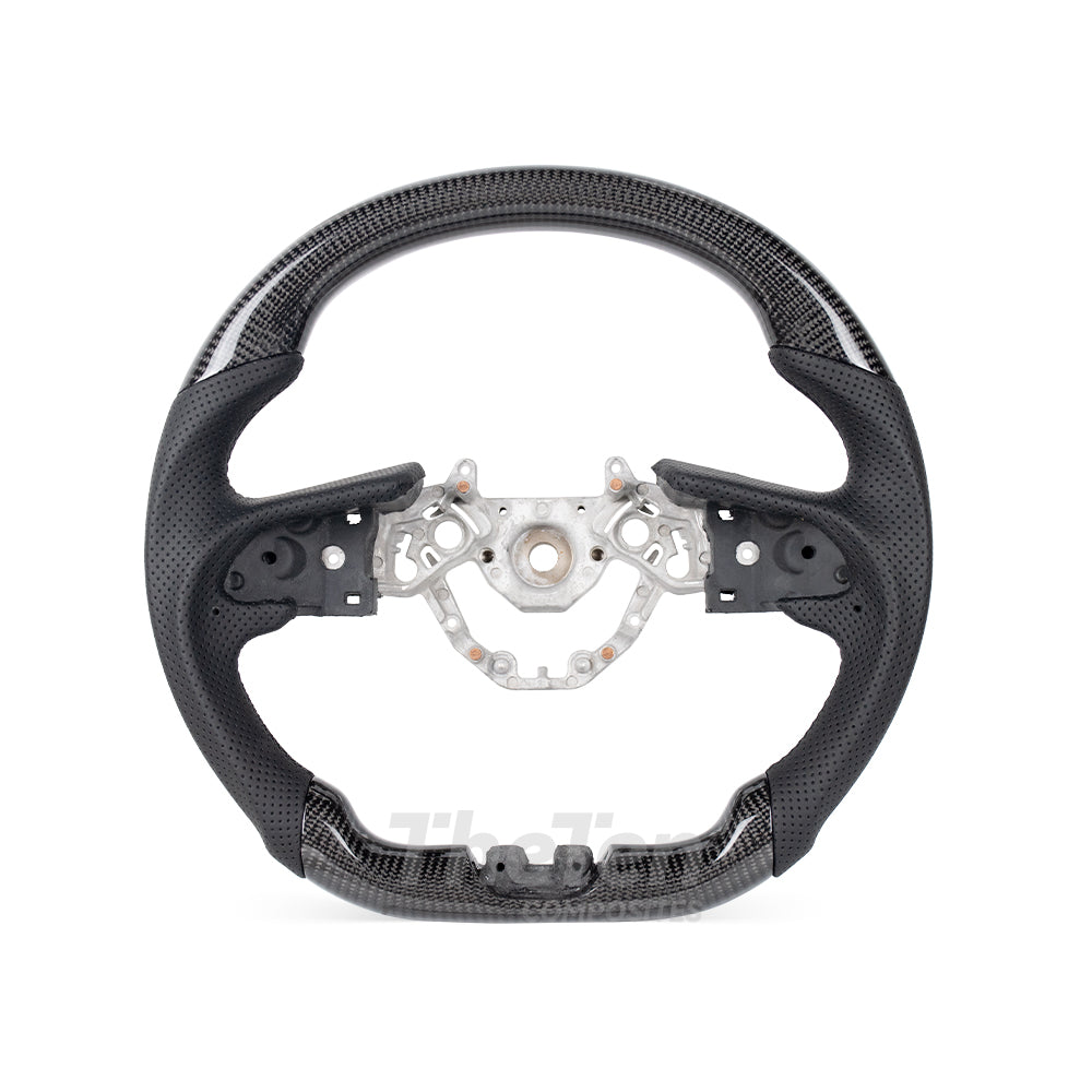 D-CARBON NISSAN GTR 2016-2024 GLOSSY CARBON FIBER BLACK NAPPA LEATHER STEERING WHEEL