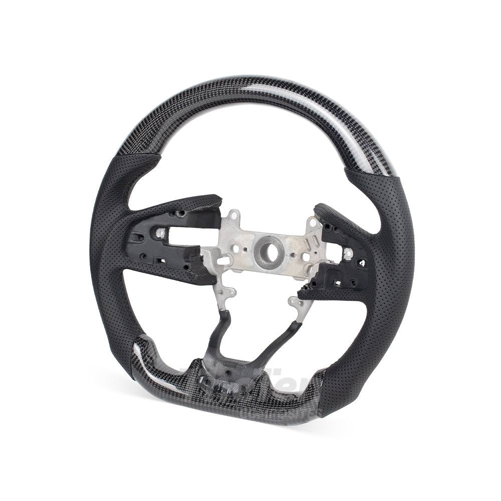 D-CARBON US VERSION HONDA CIVIC GLOSSY CARBON FIBER BLACK NAPPA LEATHER STEERING WHEEL