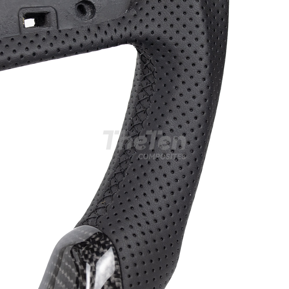 D-CARBON US VERSION HONDA CIVIC GLOSSY CARBON FIBER BLACK NAPPA LEATHER STEERING WHEEL
