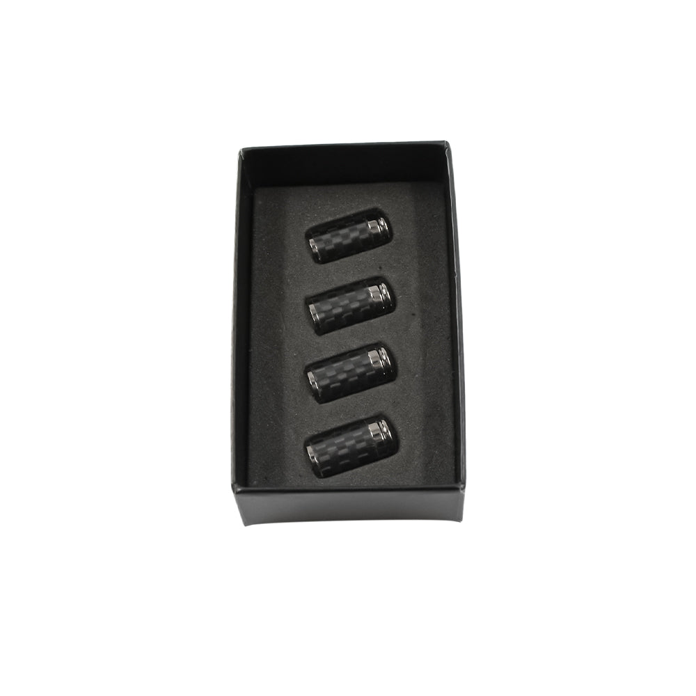 4 Pack Tire Valve Stem Caps – Metal and Carbon Fiber – Gunmetal Gray | TheTen Composites