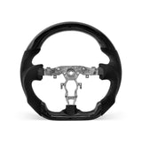 Nissan 370Z 2009-2020 steering wheel, Style 06 · 3K Gloss Carbon Fiber · Perforated Leather · Universal Paddle Compatibility