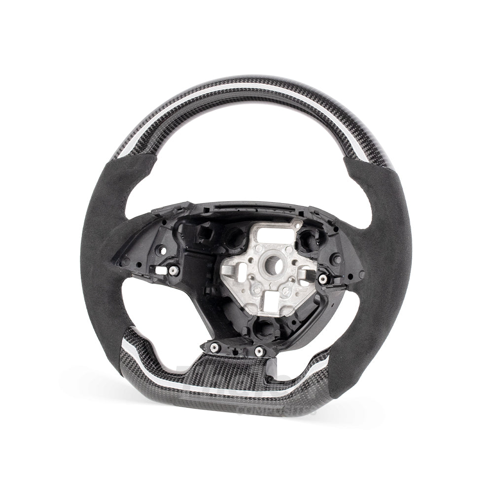 D-CARBON CHEVROLET 2016 CAMARO FLAT BOTTOM GLOSS CARBON FIBER & ALCANTARA STEERING WHEEL
