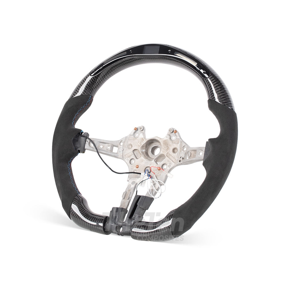 D-CARBON LED RPM CARBON FIBER ALCANTARA STEERING WHEEL FIT FOR BMW F SERIES