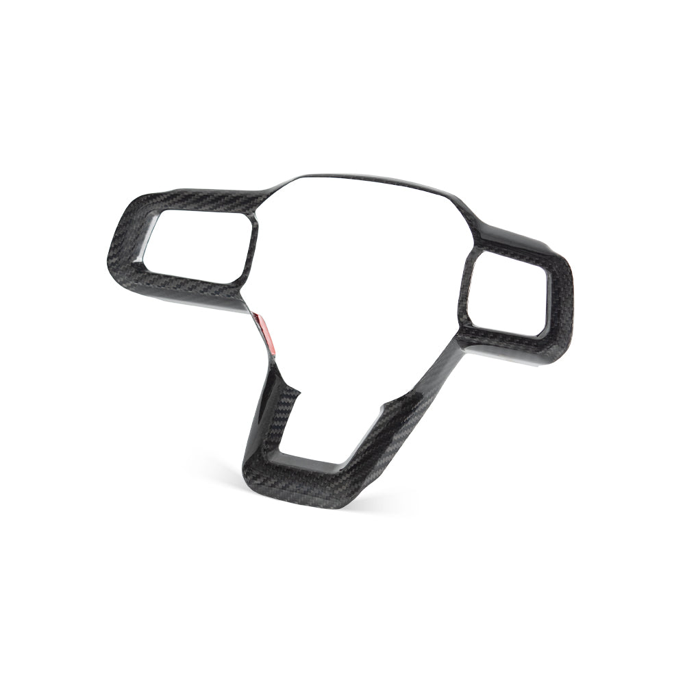 THETEN 2024+ MUSTANG STEERING WHEEL BUTTON FRAME TRIM, BRIGHT FINISH 3K CARBON FIBER, ADHESIVE TYPE