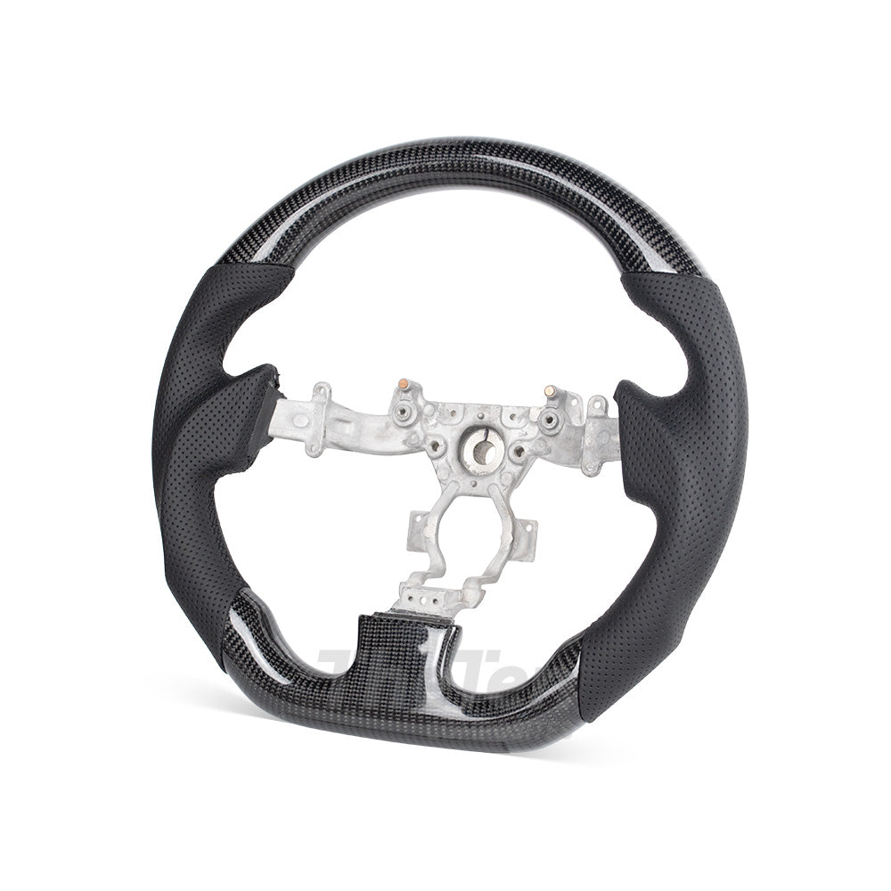 D-CARBON NISSAN GTR 2007-2016 GLOSSY CARBON FIBER BLACK NAPPA LEATHER STEERING WHEEL