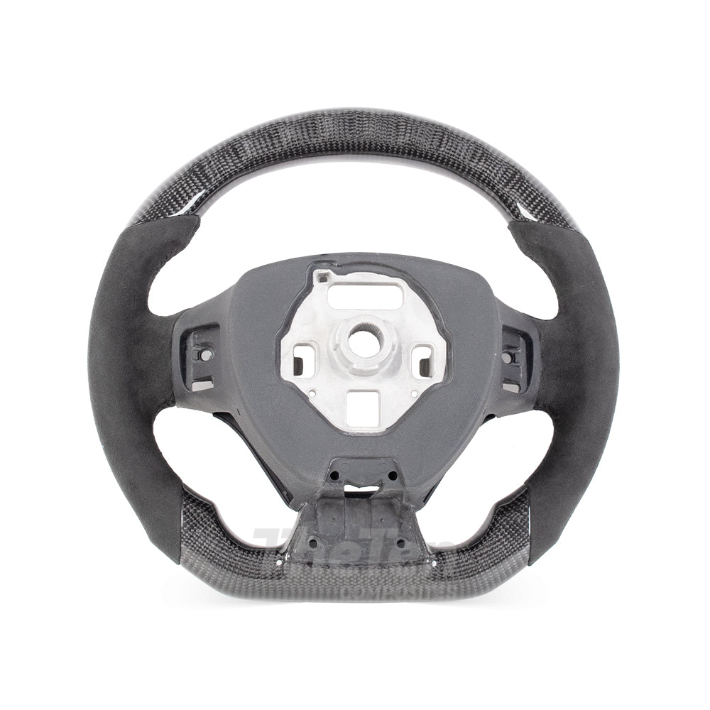 D-CARBON CHEVROLET 2016 Camaro LED RPM DISPLAY FLAT BOTTOM GLOSS CARBON FIBER STEERING WHEEL WITH ALCANTARA
