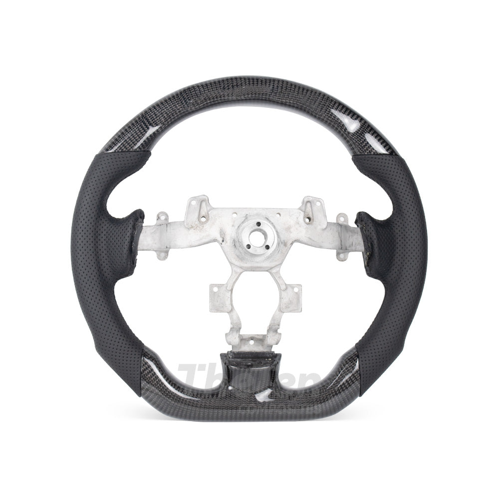 D-CARBON NISSAN GTR 2007-2016 GLOSSY CARBON FIBER BLACK NAPPA LEATHER STEERING WHEEL