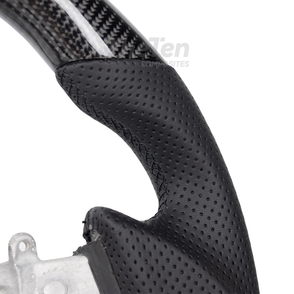 D-CARBON NISSAN GTR 2007-2016 GLOSSY CARBON FIBER BLACK NAPPA LEATHER STEERING WHEEL