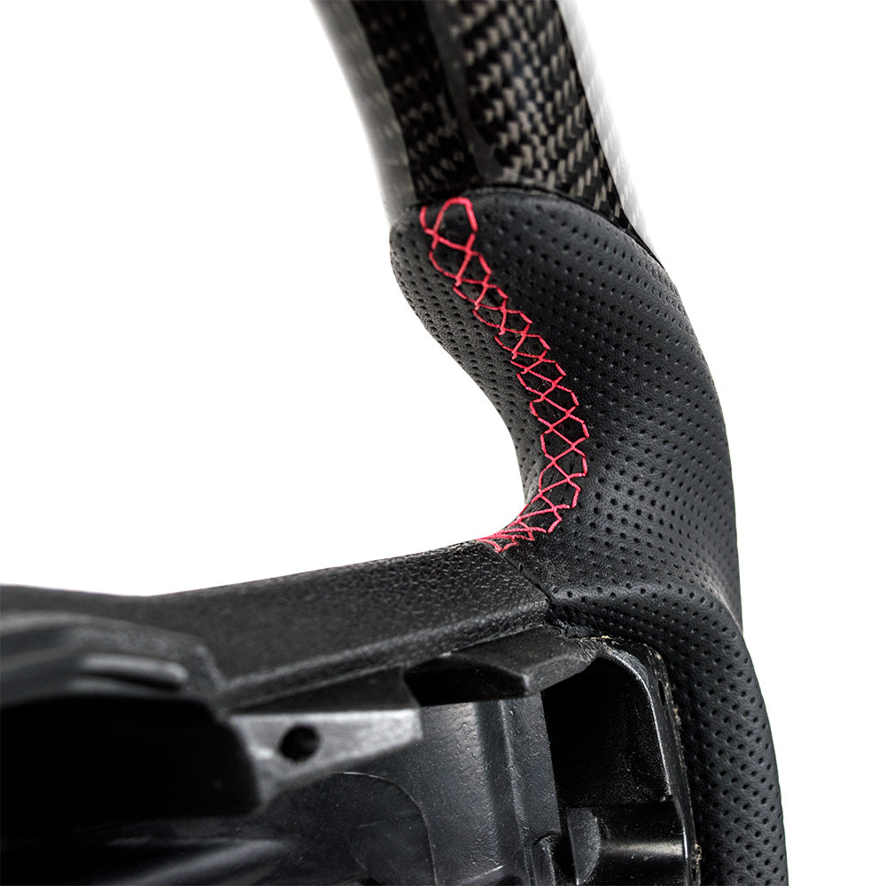 D-CARBON 2015-2020 FORD F150 Raptor II IN GLOSS CARBON FIBER STEERING WHEEL & NAPPA PERFORATED LEATHER GRIP