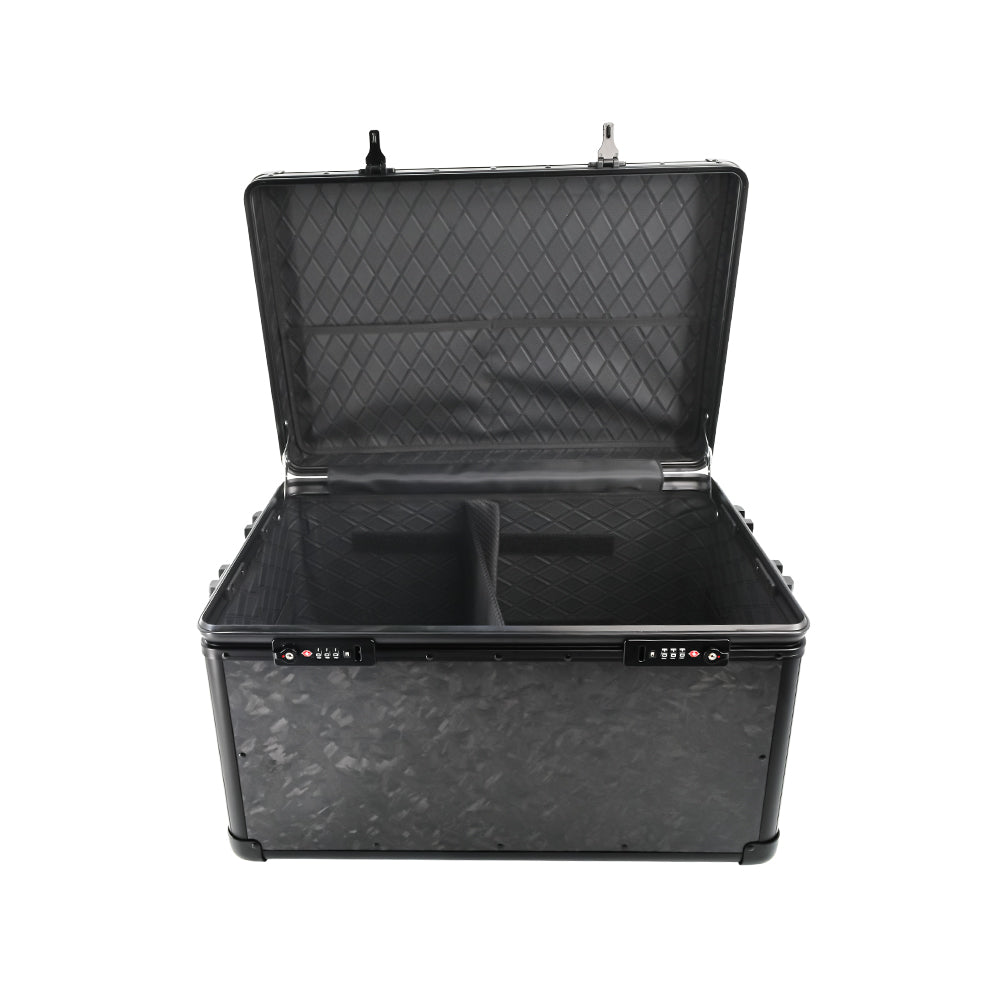 THETEN FORGED CARBON FIBER PORTABLE SAFE BOX-21.3Lx13.8Hx13 INCH LARGE STORAGE BOX WITH LOCK,MESH POCKET & ADJUSTABLE COMPARTMENTS