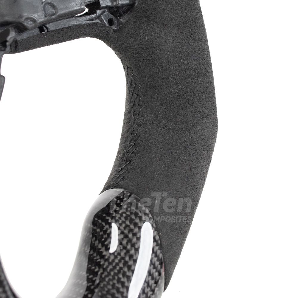 2015-2023 Dodge Challenger Flat Bottom Gloss Carbon fiber & Alcantara Steering Wheel