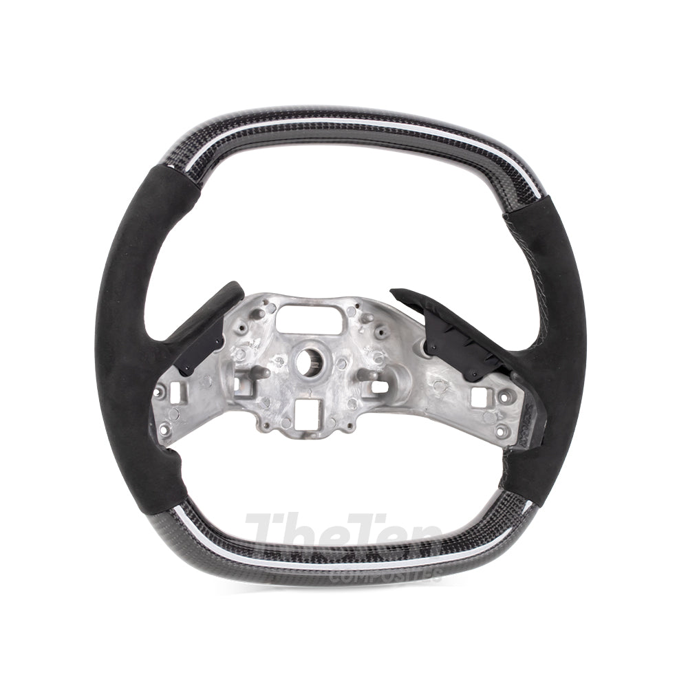 2020+ Corvette C8 Flat Bottom Steering Wheel - Gloss Carbon Fiber & Alcantara