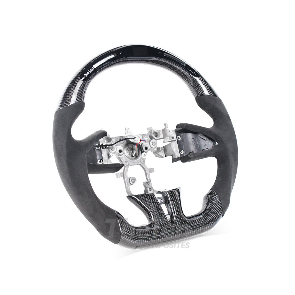 D-CARBON INFINITI Q50 CARBON FIBER ALCANTARA STEERING WHEEL WITH LED RACING STRIPE