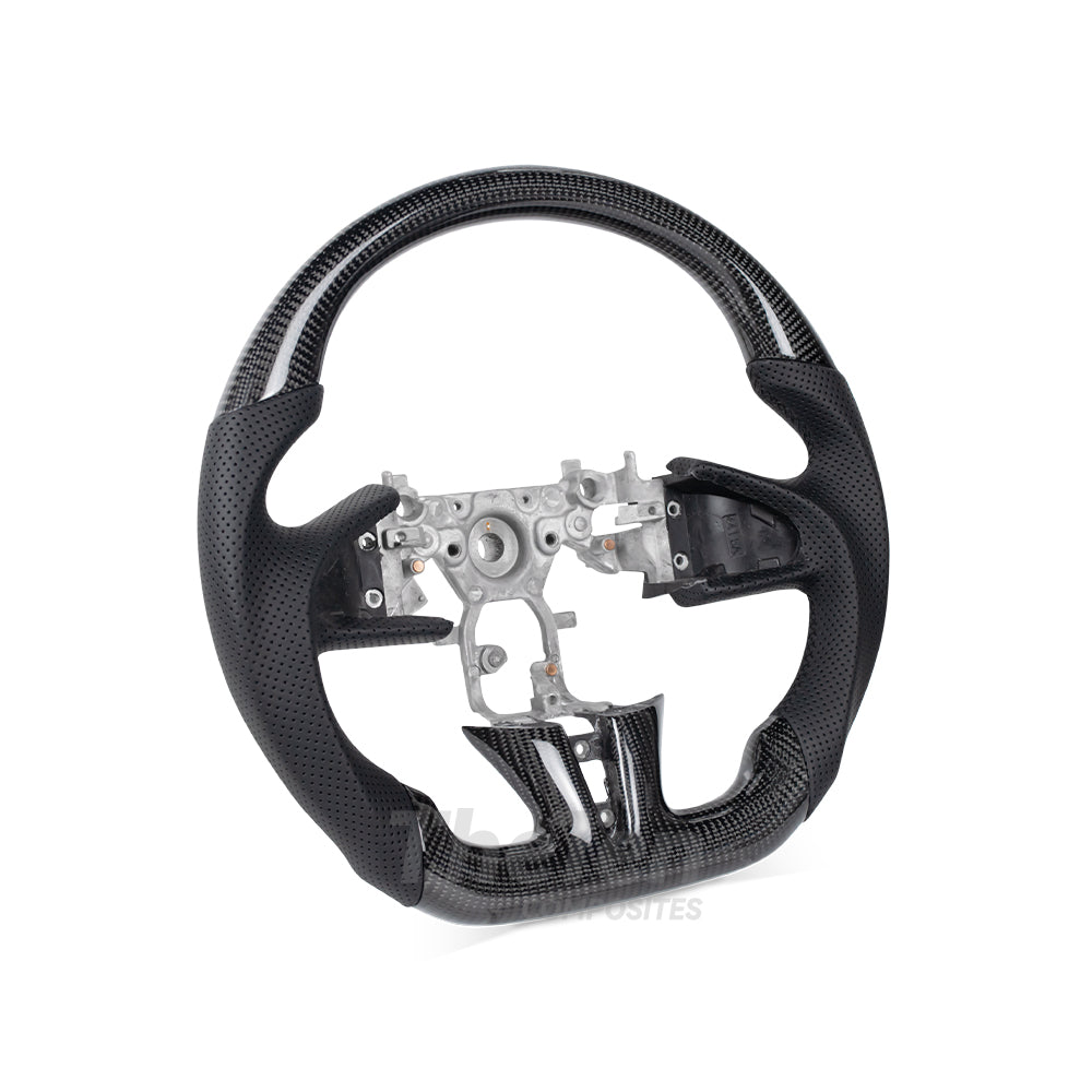 D-CARBON INFINITI Q50 GLOSSY CARBON FIBER BLACK NAPPA LEATHER STEERING WHEEL