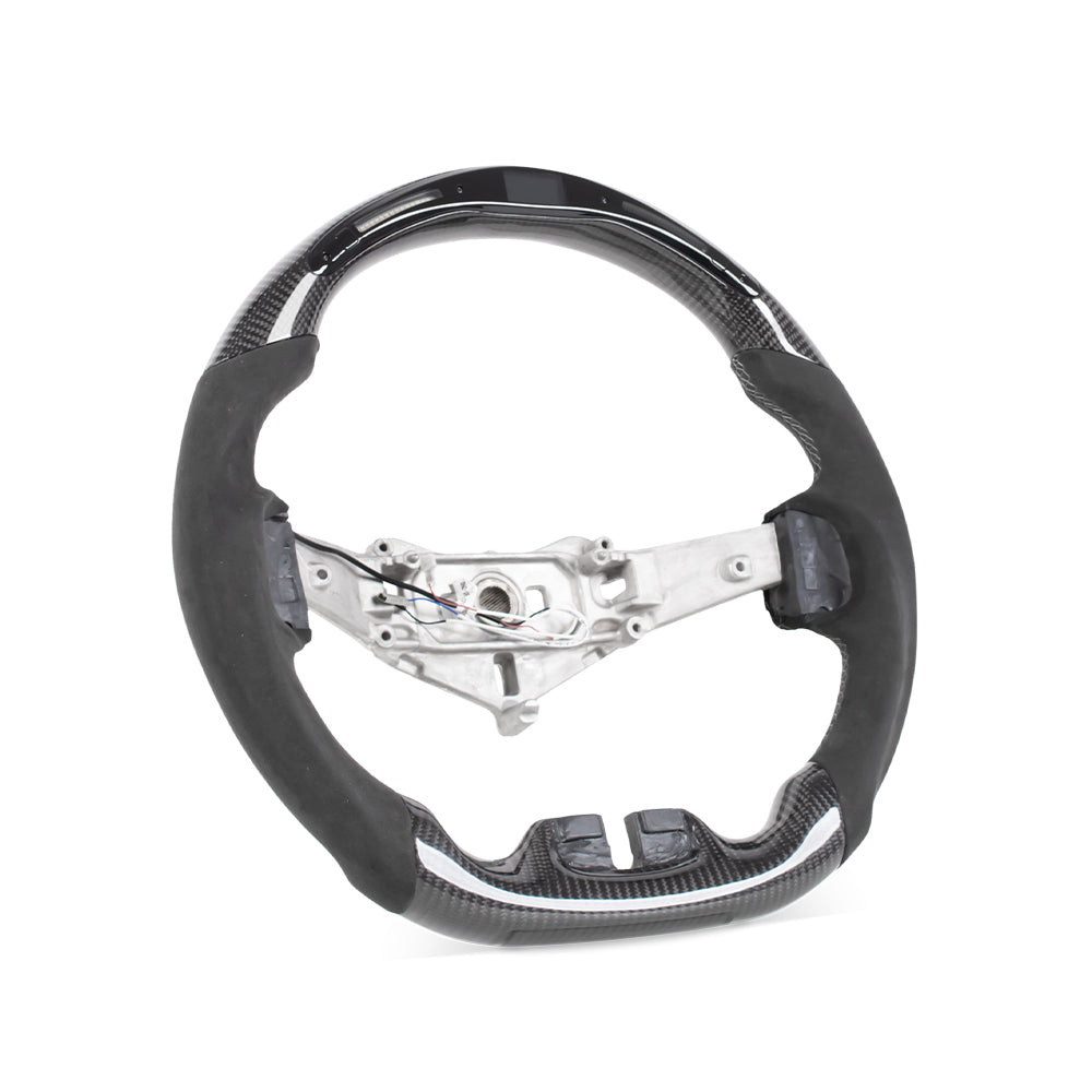 D-CARBON 2006-2018 Jeep Wrangler JK Steering Wheel In Gloss Carbon Fiber & Alcantara Grip With Led Race Display