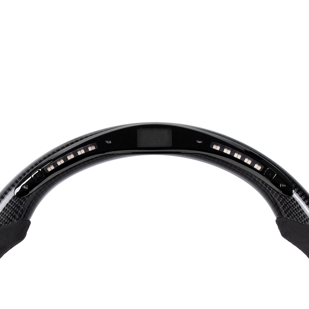 D-CARBON Lexus IS 2013–2023 Alcantara Carbon Fiber Flat Bottom Steering Wheel with LED RPM Display