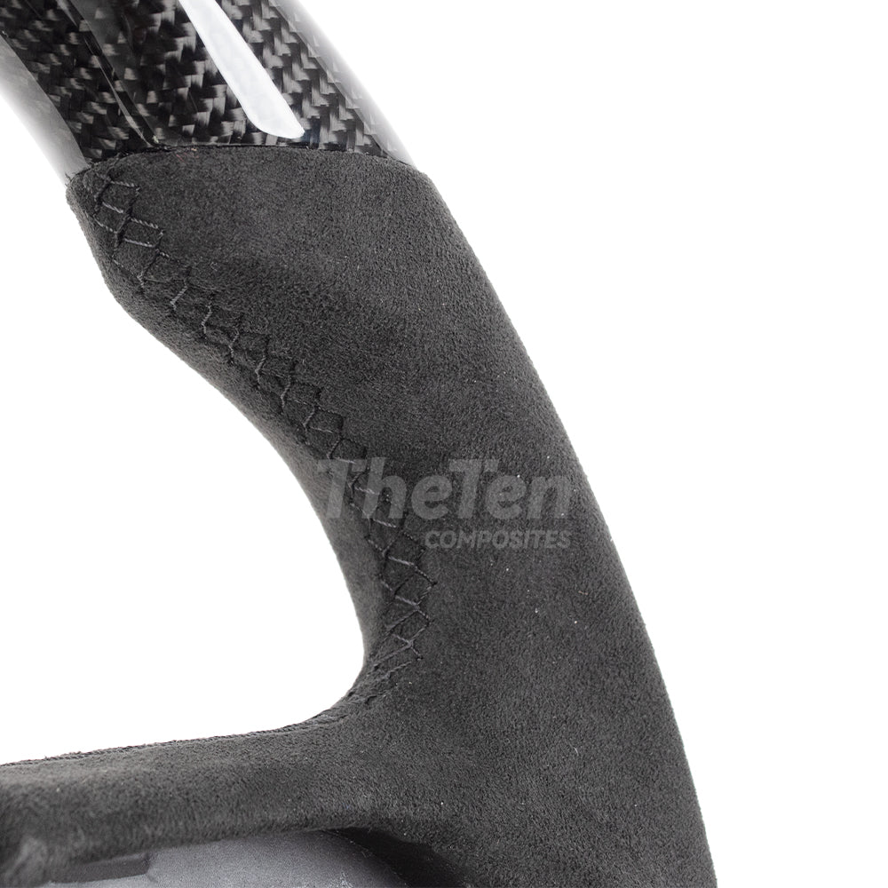 2015-2023 Dodge Challenger Flat Bottom Gloss Carbon fiber & Alcantara Steering Wheel